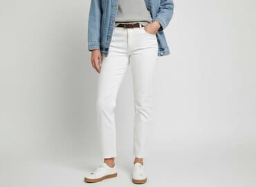 biale szerokie jeansy: C&A, Jeansy damskie, rozmiar S — 6