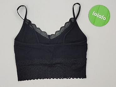 upla: Czarny damski top / biustonosz typu bralette na cienkich ramiączkach — 3
