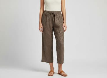 brązowe szerokie spodnie bershka: Spodnie materiałowe damskie, rozmiar S — 6