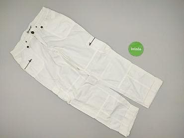 biale materialowe spodnie: Yessica, Spodnie cargo damskie, rozmiar L — 2