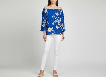 bluzki hiszpanki w kwiaty: Bluzka damska, rozmiar S — 5