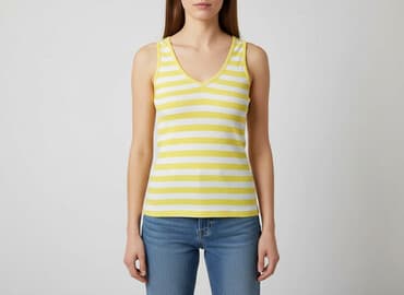 koszulka żółta w czarne paski: T-shirt damski, rozmiar S — 6