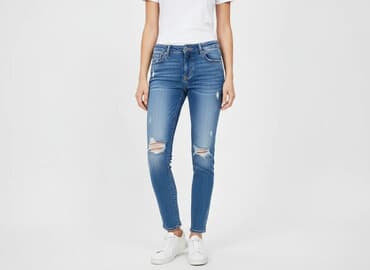 spodnie z poszarpanymi nogawkami zara: Zara, Jeansy damskie, rozmiar XS — 1