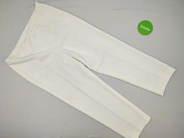 spodnie identic: Damskie spodnie 3/4, białe, ryflowana tkanina - Fason: proste nogawki — 3