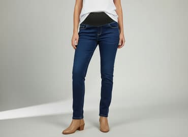 krótkie spodenki ciążowe olx: SZACHOWNICA, Jeansy damskie, rozmiar S — 6