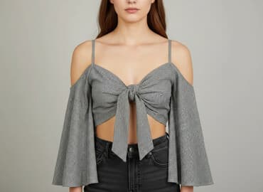 krótkie spodenki z kokardą: PrettyLittleThing, Top damski, rozmiar S — 7