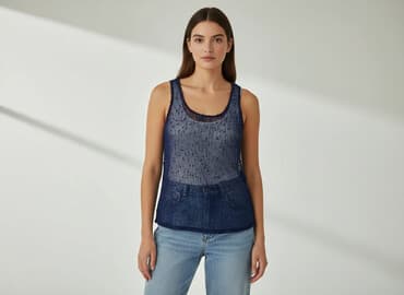 sweter piórkowy na drutach: Bluzka damska, rozmiar M — 5