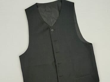 Męska kamizelka garniturowa – grafitowa - Klasyczny krój z dekoltem w