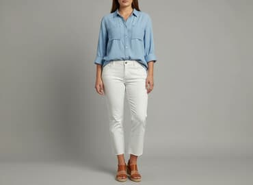 zalando białe jeansy damskie: SZACHOWNICA, Spodnie materiałowe damskie, rozmiar XL — 7