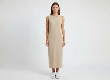 sukienki beżowa midi: Bebe, Sukienka damska, rozmiar S — 1