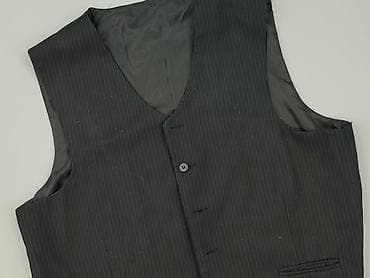 dresy m: Męska kamizelka garniturowa w prążek - Kolor: ciemny grafit/czarny z — 1
