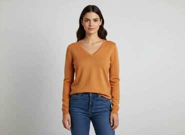 sweter z dekoltem v: Sweter damski, rozmiar One size — 6