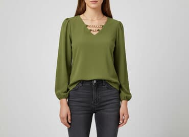 zielone eleganckie bluzki: Bluzka damska, rozmiar M — 5