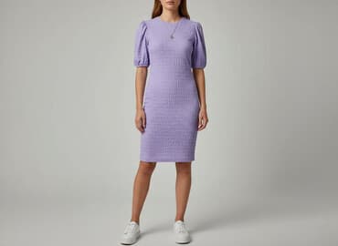 liliowy garnitur damski: Sukienka damska, rozmiar S — 6