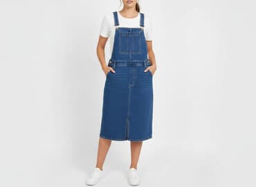 jeansy z asymetrycznym zapieciem: F&F, Ogrodniczki damskie, rozmiar S — 6