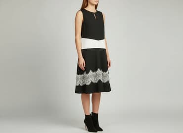 sukienka biała z czarnymi wstawkami: Sukienka damska, rozmiar S — 1