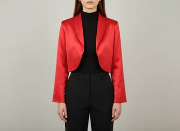 piękne czerwone sukienki na wesele: Marynarka damska, rozmiar M — 6