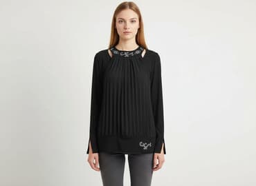 top z piórami czarny: Bluzka damska, rozmiar S — 6