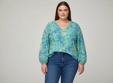 koszulka z szerokimi rękawami: Bluzka damska, 5XL — 5