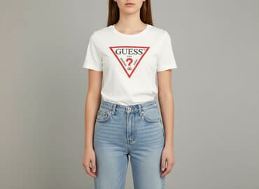 białe t shirty guess: Guess, T-shirt damski, rozmiar S — 1