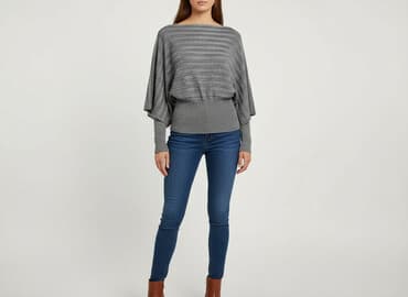 srebrne bluzki wieczorowe: Sweter damski, rozmiar S — 6