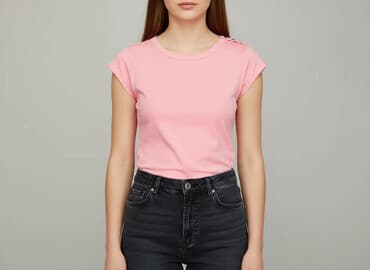 off pink t shirty: T-shirt damski, rozmiar S — 1
