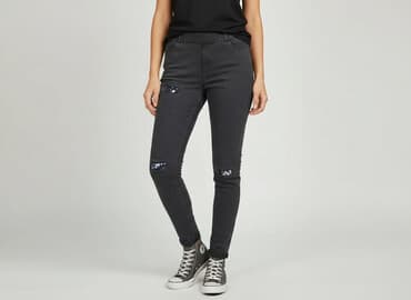 zara jeansy z cekinami: Jeansy damskie, rozmiar L — 6