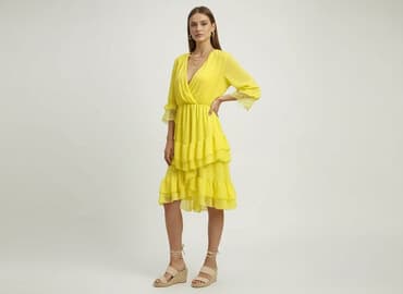 żółte sukienki wieczorowe: New Collection, Sukienka damska, rozmiar S — 1