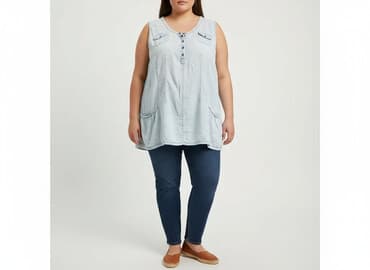 bluzki jeansowe: Denim, Bluzka damska, rozmiar 5XL — 5