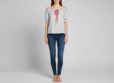 bluzki w paski krótki rękaw: Diverse, Bluzka damska, rozmiar M — 1