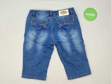 krótkie spodenki z wysokim stanem jeansowe: Szorty damskie, rozmiar M — 4