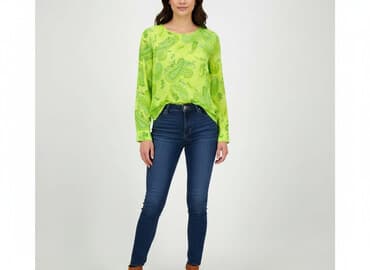 bluzka w paski zielone: Bluzka damska, rozmiar One size — 1