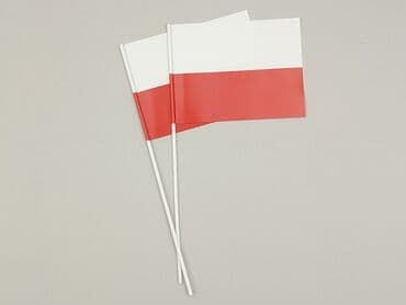 Inny wystrój domu: Dwie używane flagi Polski na plastikowych patyczkach. Idealne na