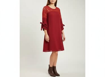 jakie rajstopy do bordowej sukienki: Sukienka damska, rozmiar S — 5