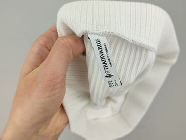 bluzki prążkowane białe: Stradivarius, Top damski, rozmiar S — 4