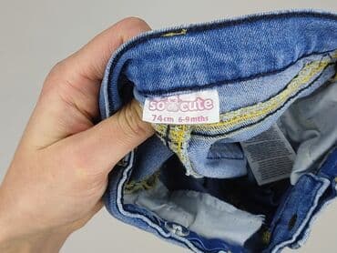 kombinezon wiosenny dla noworodka 56: Spodnie jeansowe, So cute, 6-9 miesięcy, stan - Idealny — 4