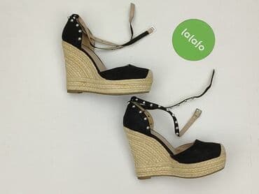 buty na koturnie z futerkiem: Sandały damskie, rozmiar 37 — 4