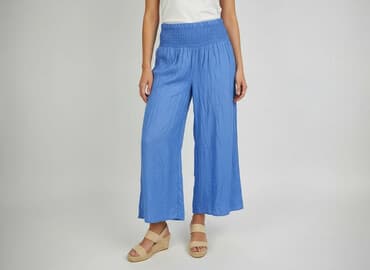 szerokie damskie jeansy: Spodnie materiałowe damskie, rozmiar L — 6