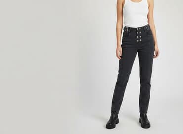 c a spodnie damskie z wysokim stanem: Spodnie materiałowe damskie, rozmiar S — 1