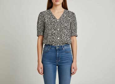 bluzka damska czarna krótki rękaw: Bluzka damska, rozmiar M — 5