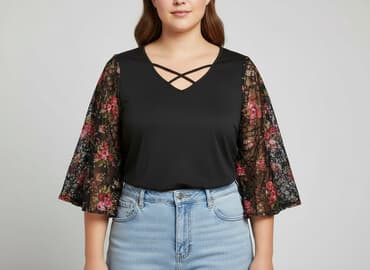 shein czarne bluzki: Shein Curve, Bluzka damska, rozmiar XL — 7