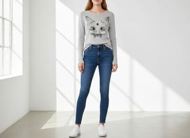 bluzka z kotem h m: H&M, Women's blouse, size XS — 6