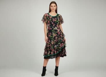 sukienki damskie midi w kwiaty: Sukienka damska, rozmiar M — 1