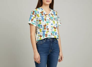 sukienka w koty damska: T-shirt damski, rozmiar S — 1