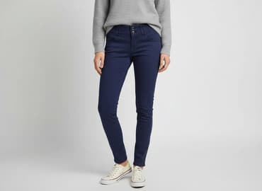 modne jeansy: Spodnie materiałowe damskie, rozmiar S — 6