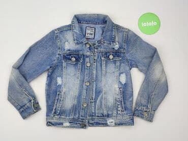 dopasowany top z długim rękawem: Dziecięca kurtka jeansowa, 8 lat, 122-128 cm, stan - Idealny — 2