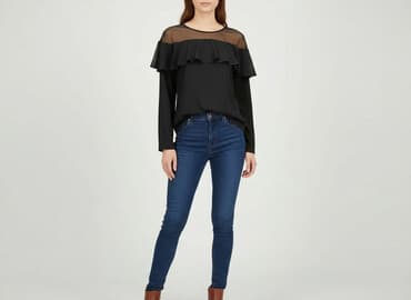 czarna sukienka z długim rękawem sinsay: Sinsay, Bluzka damska, rozmiar S — 6