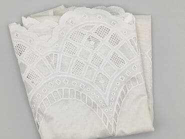 krótkie zasłony: Biała firana żakardowa z dekoracyjną gipiurą - Kolor: śnieżna biel - — 1