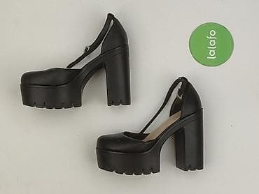 platforma wszystko: Czarne damskie czółenka na platformie i grubym słupku - Rozmiar: 39 — 2