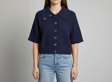 sweter z krótkim rękawem męski: Kardigan damski, rozmiar One size — 6